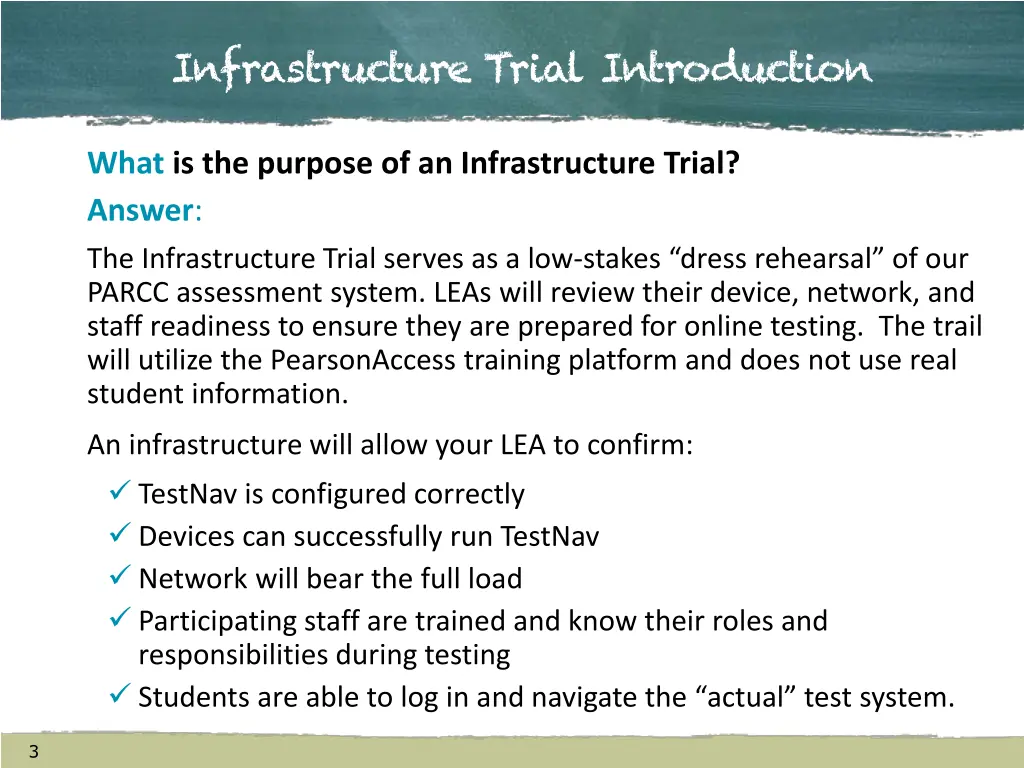 infrastructure trial introduction