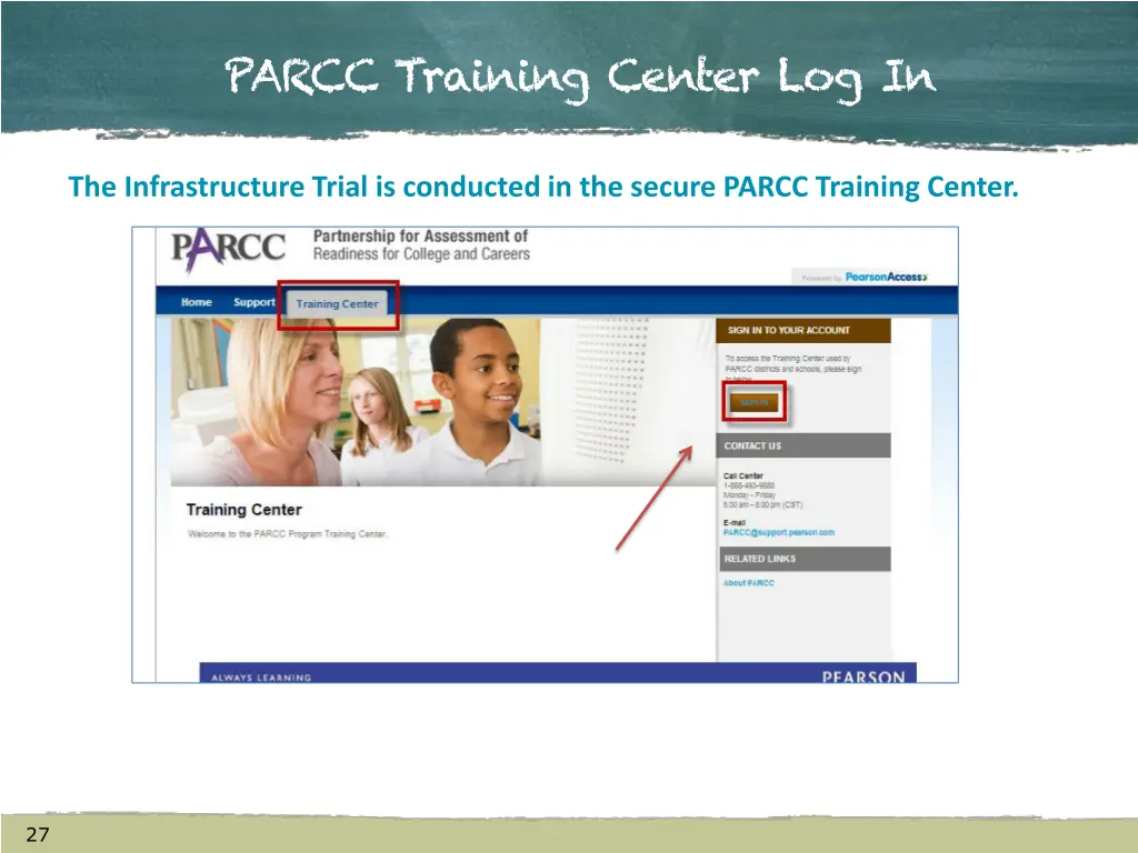 parcc training center log in