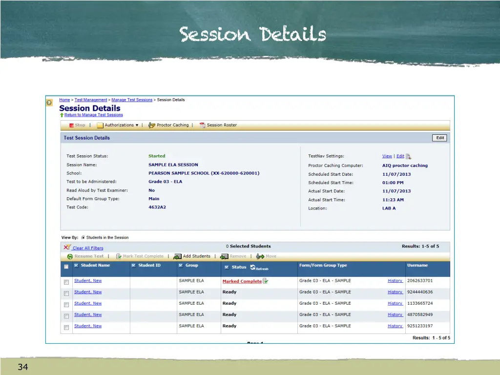 session details