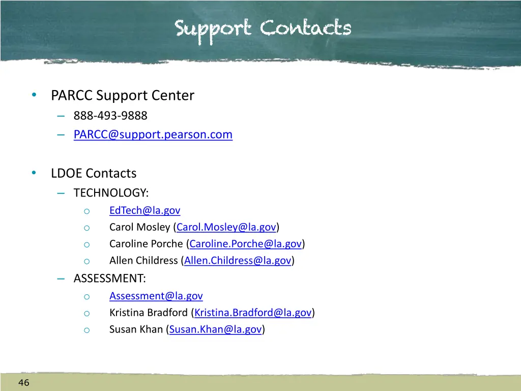 support contacts