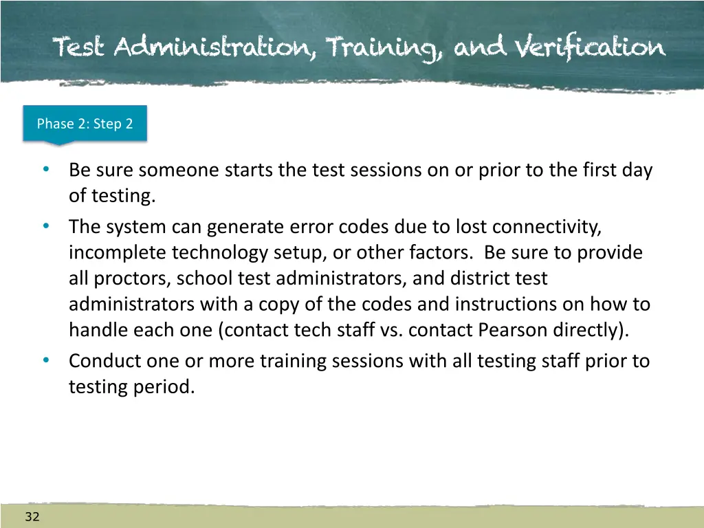 test administration training and verification