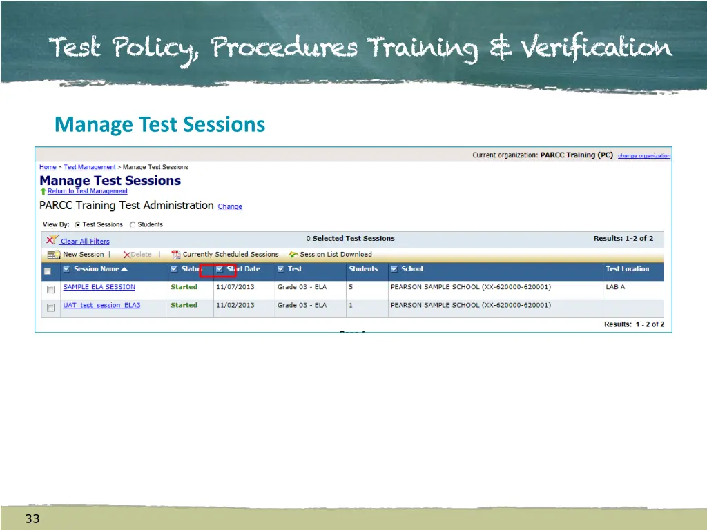 test policy procedures training verification
