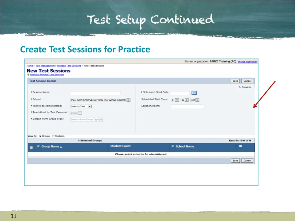 test setup continued