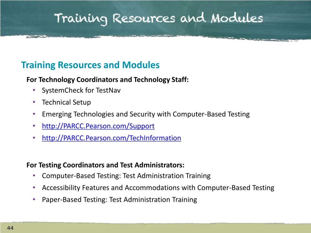 training resources and modules