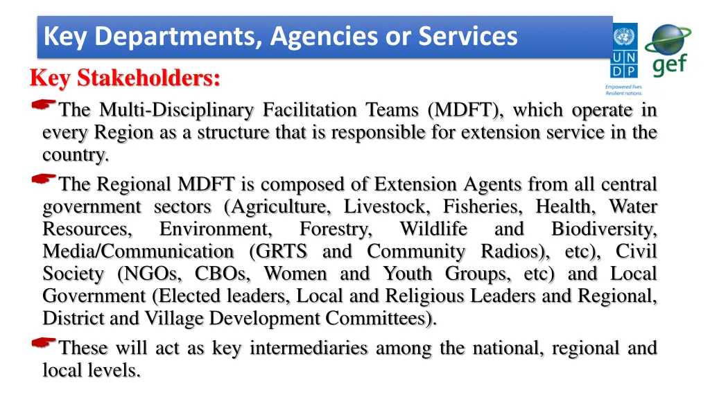 key departments agencies or services 1