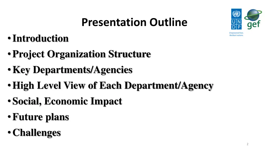 presentation outline