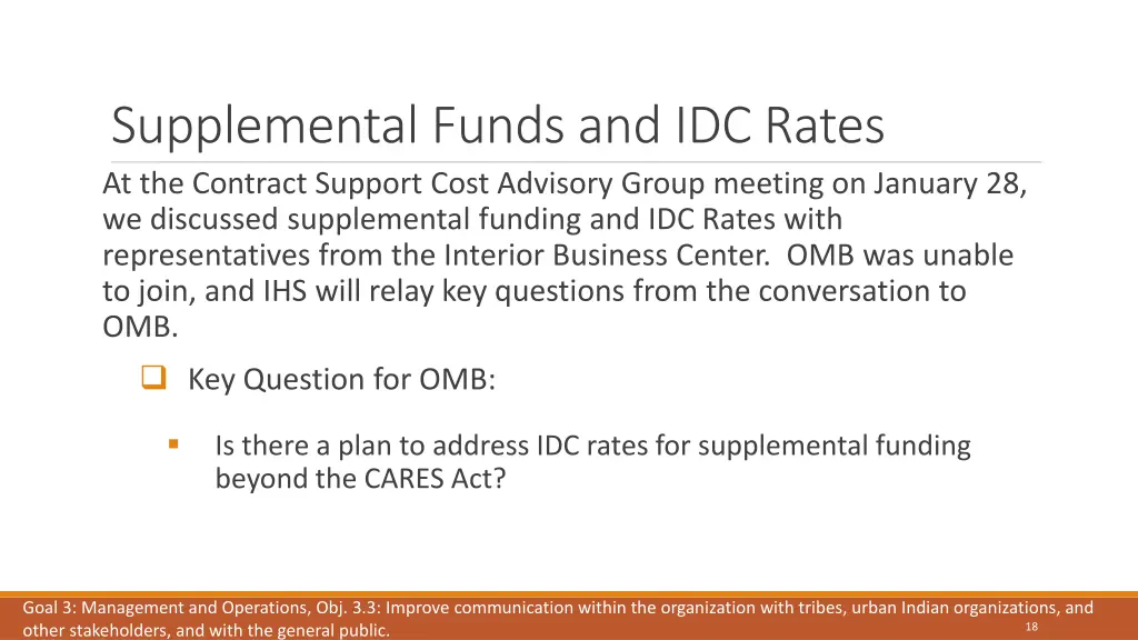 supplemental funds and idc rates at the contract