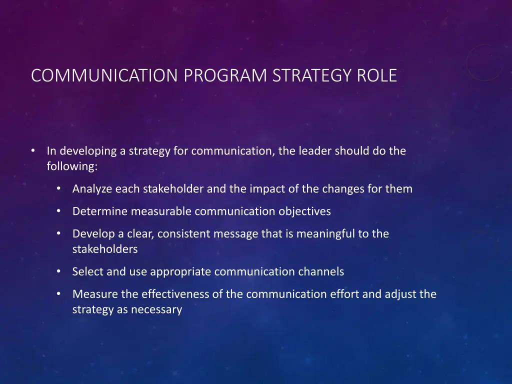 communication program strategy role