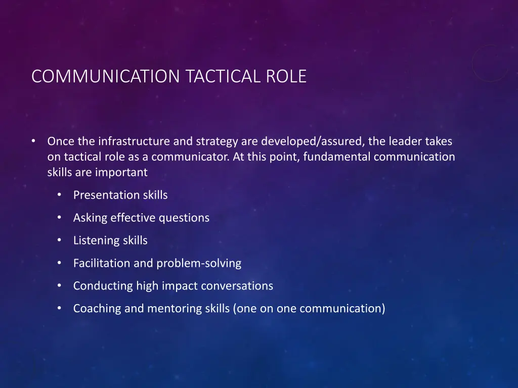 communication tactical role