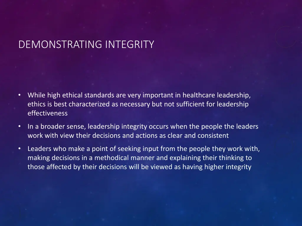 demonstrating integrity