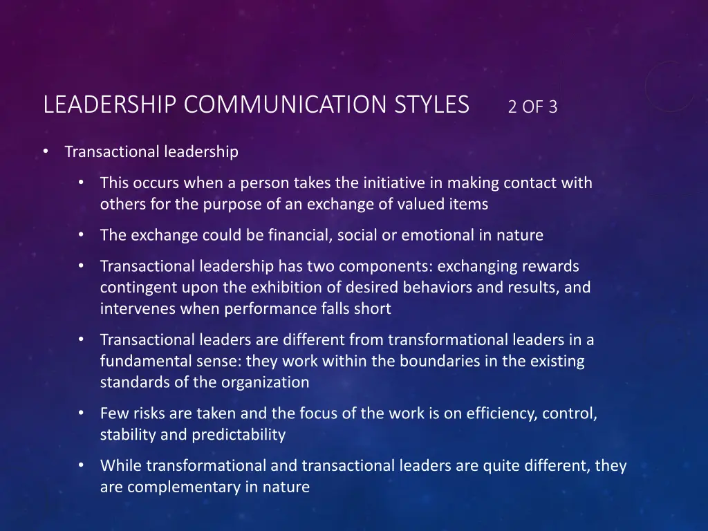 leadership communication styles 2 of 3