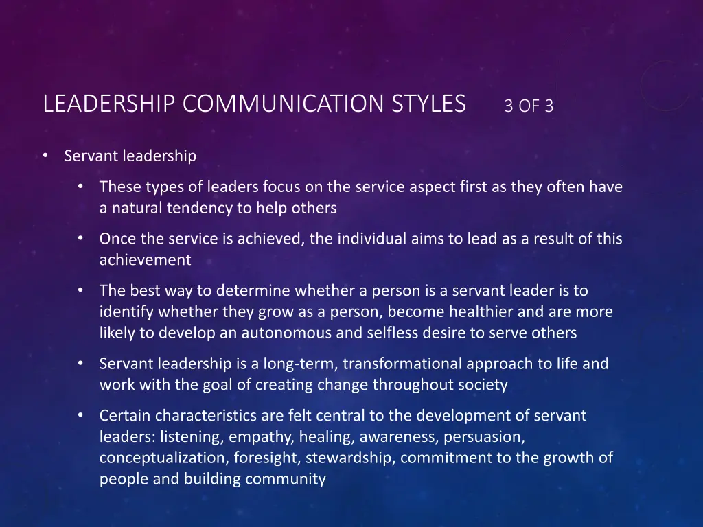 leadership communication styles 3 of 3