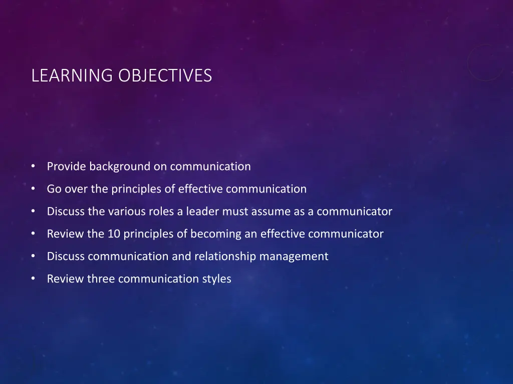 learning objectives