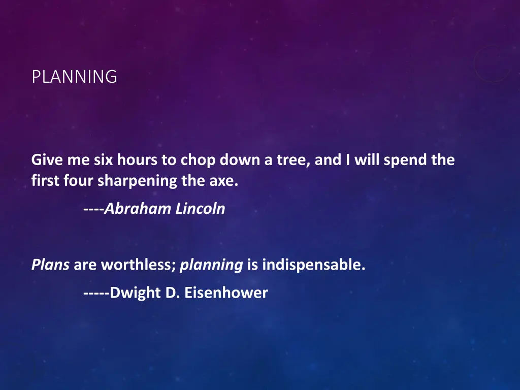 planning