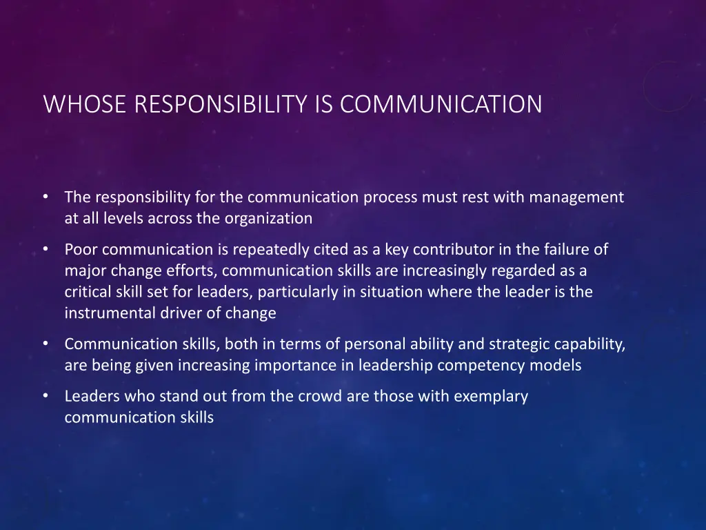 whose responsibility is communication