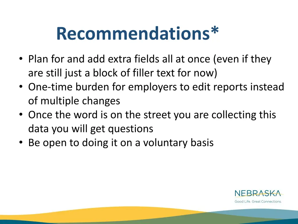 recommendations