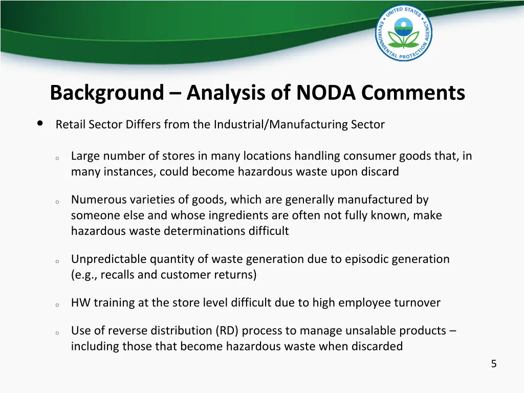 background analysis of noda comments