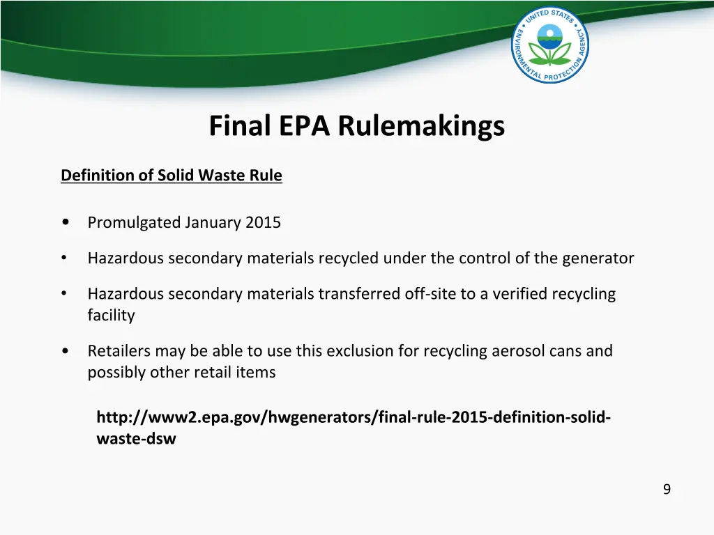 final epa rulemakings