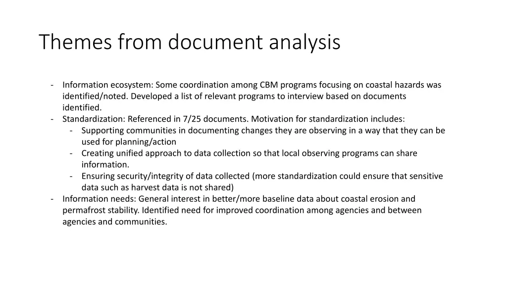 themes from document analysis