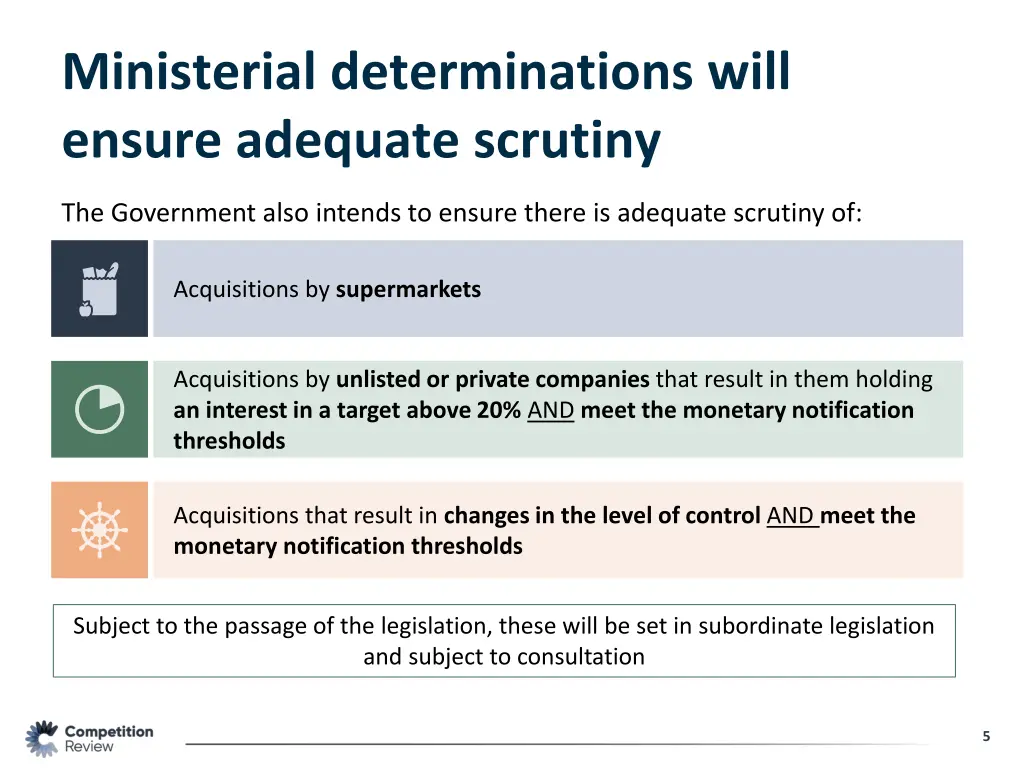 ministerial determinations will ensure adequate