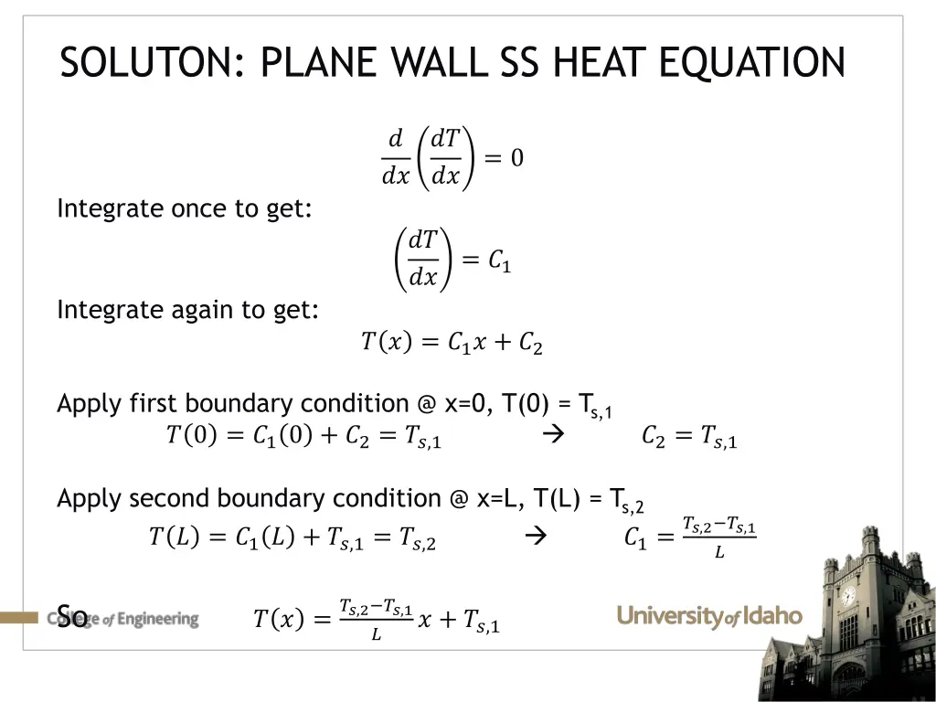 soluton plane wall ss heat equation