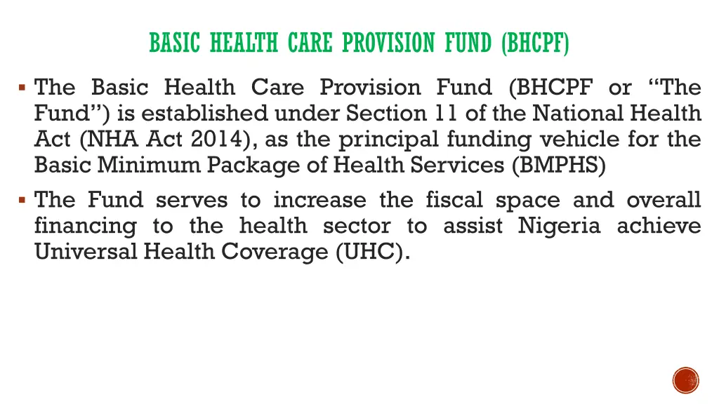 basic health care provision fund bhcpf
