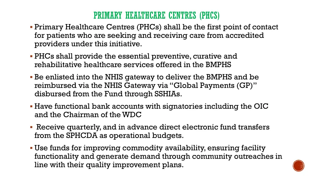primary healthcare centres phcs