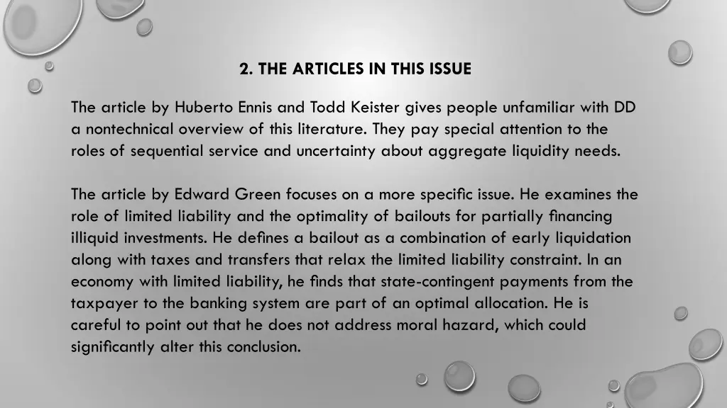 2 the articles in this issue