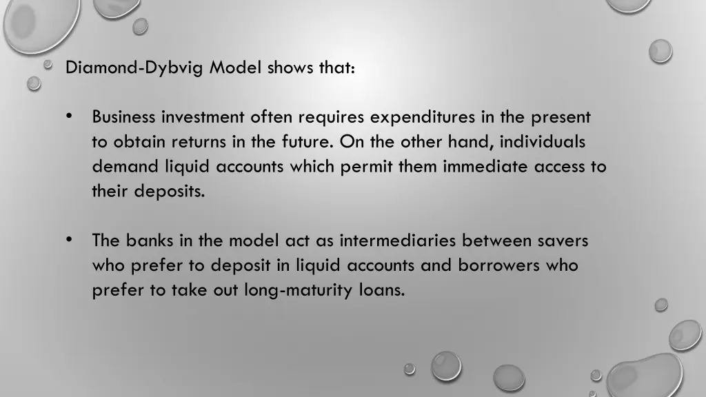 diamond dybvig model shows that