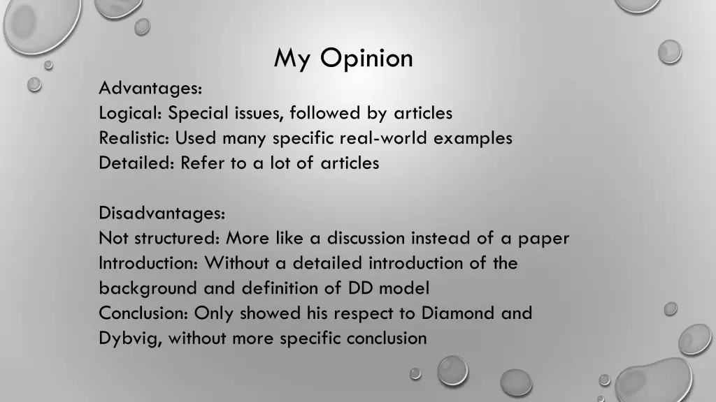 my opinion