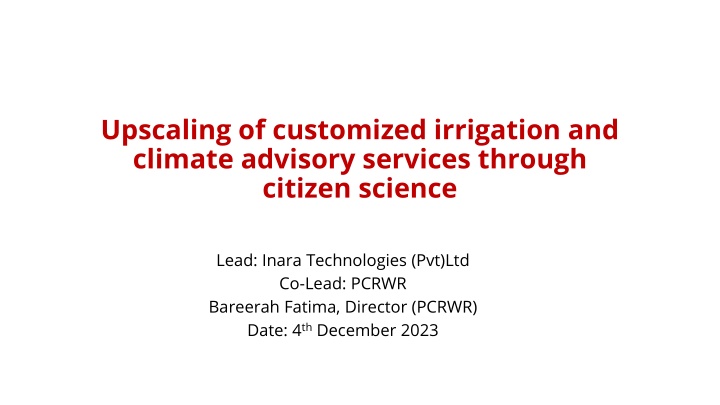 upscaling of customized irrigation and climate
