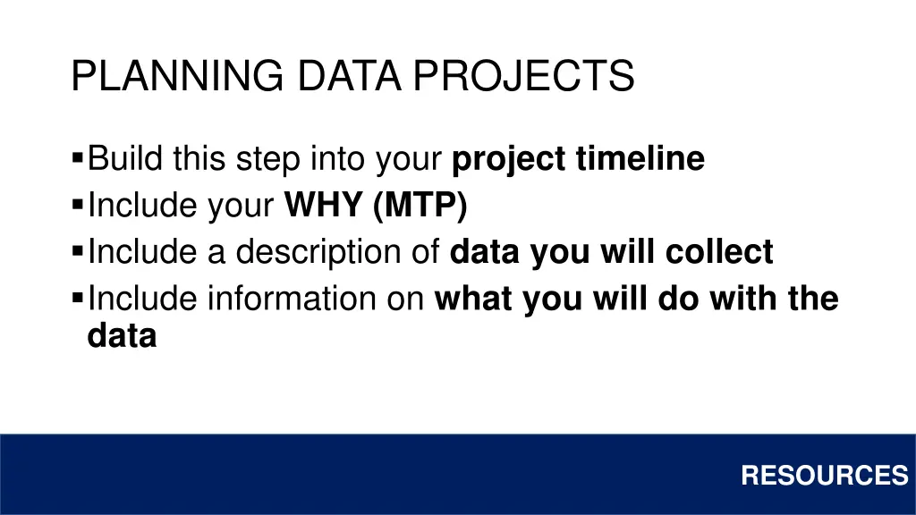 planning data projects
