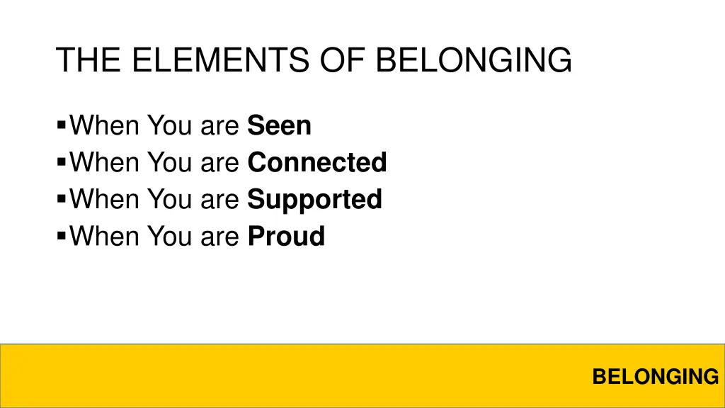 the elements of belonging