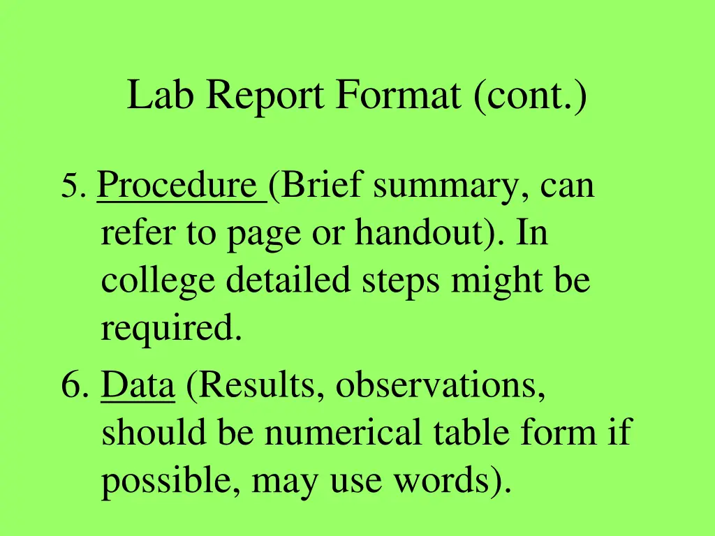 lab report format cont