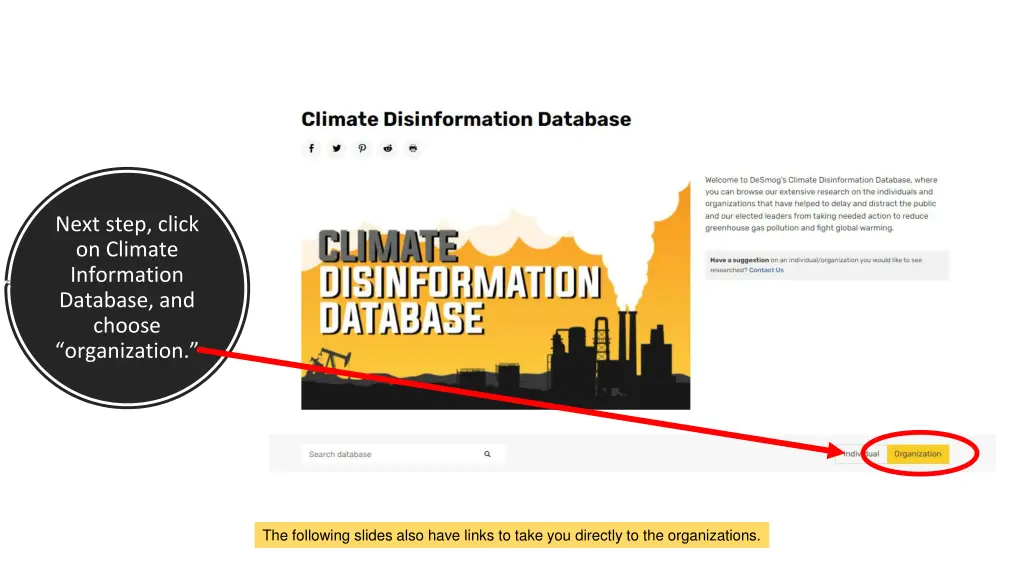 next step click on climate information database