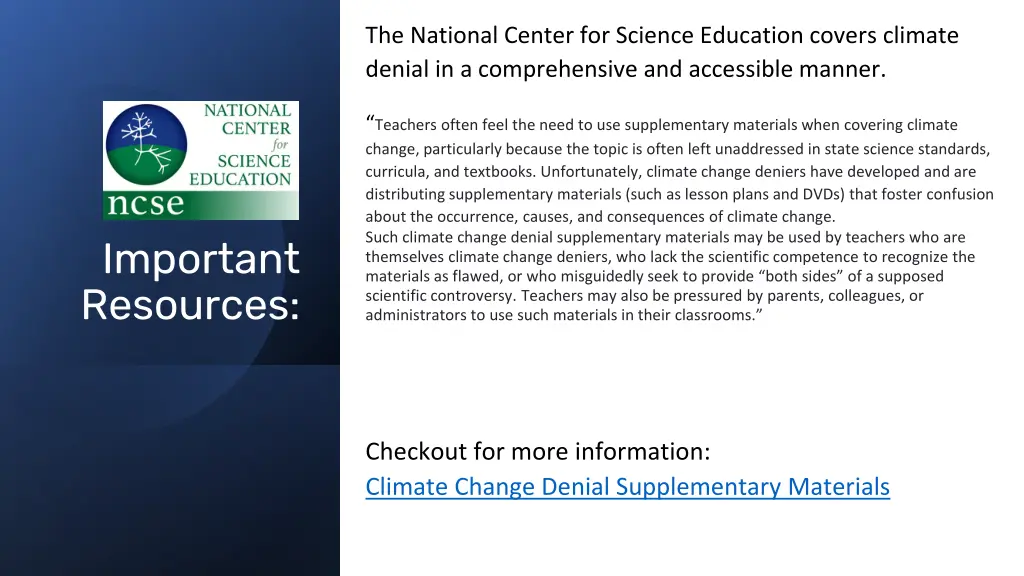the national center for science education covers