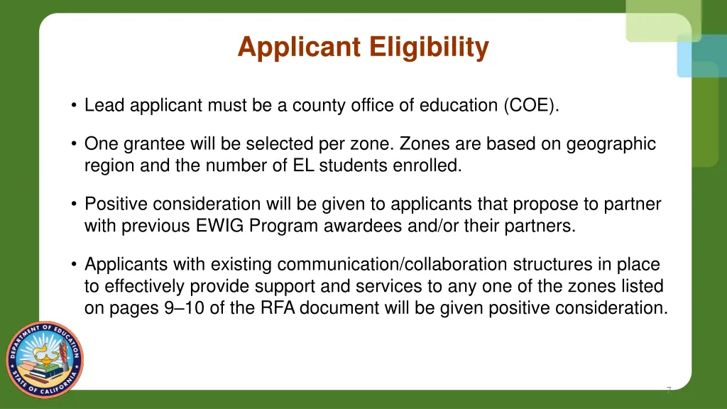 applicant eligibility
