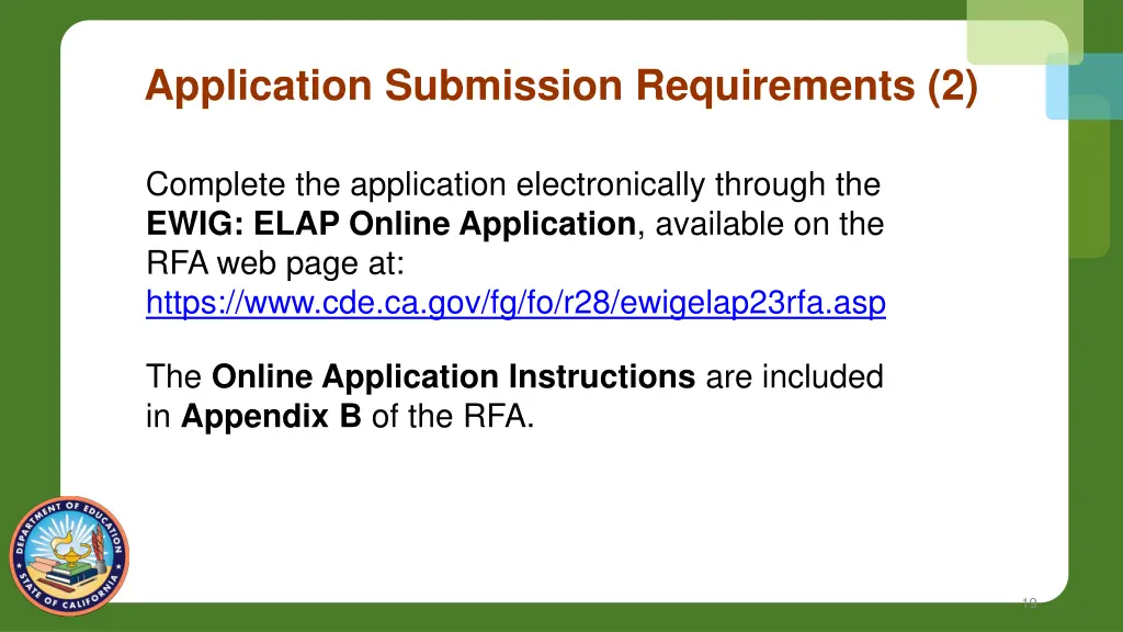 application submission requirements 2