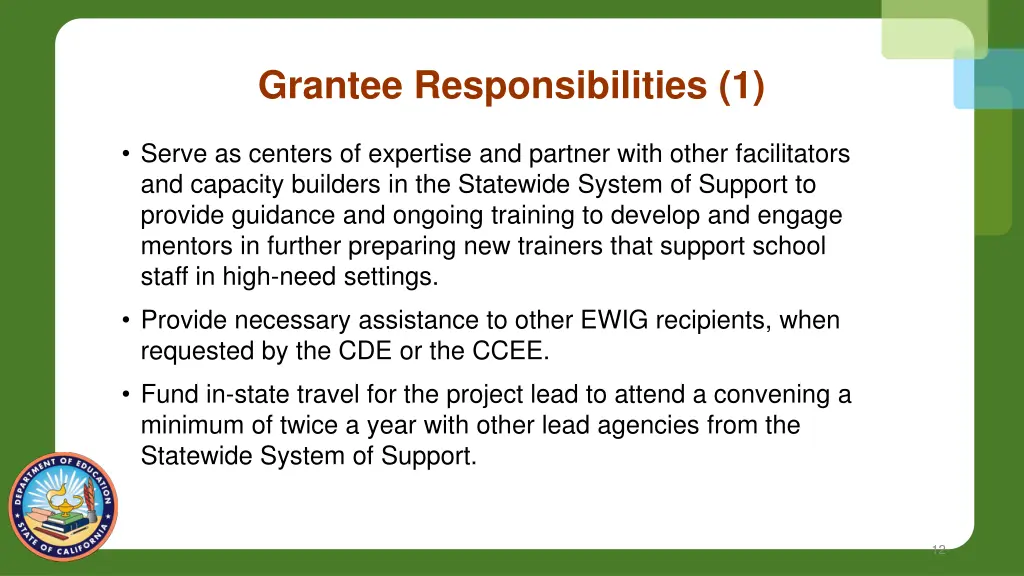 grantee responsibilities 1