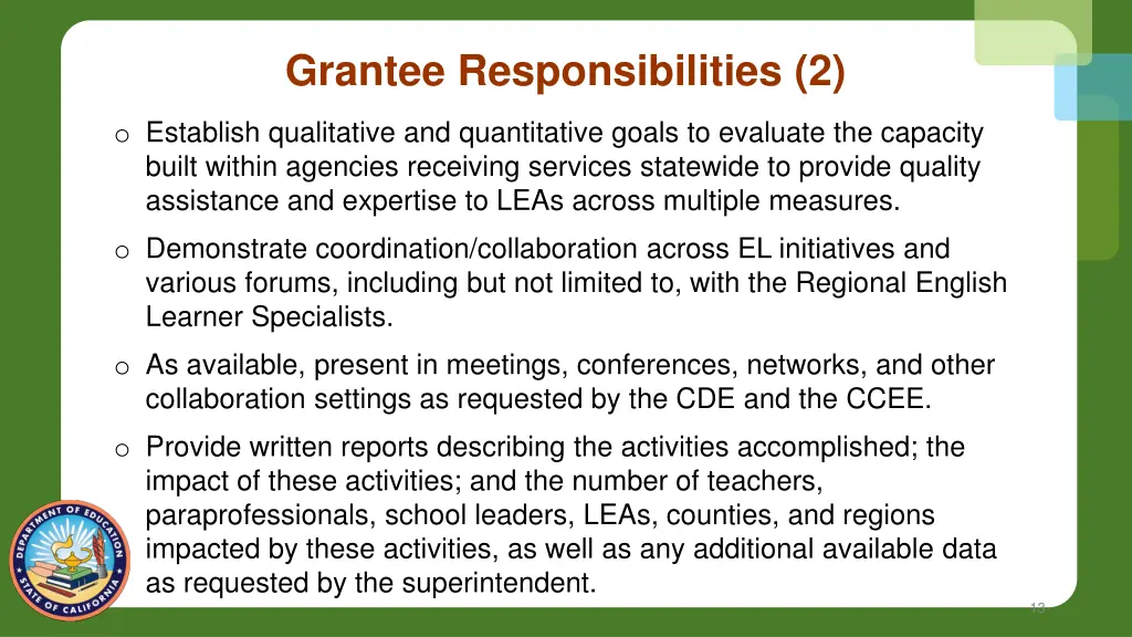 grantee responsibilities 2