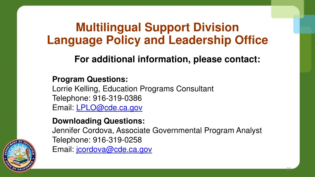 multilingual support division language policy
