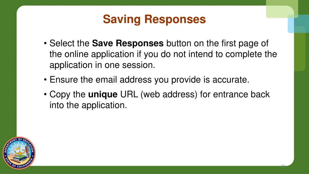 saving responses
