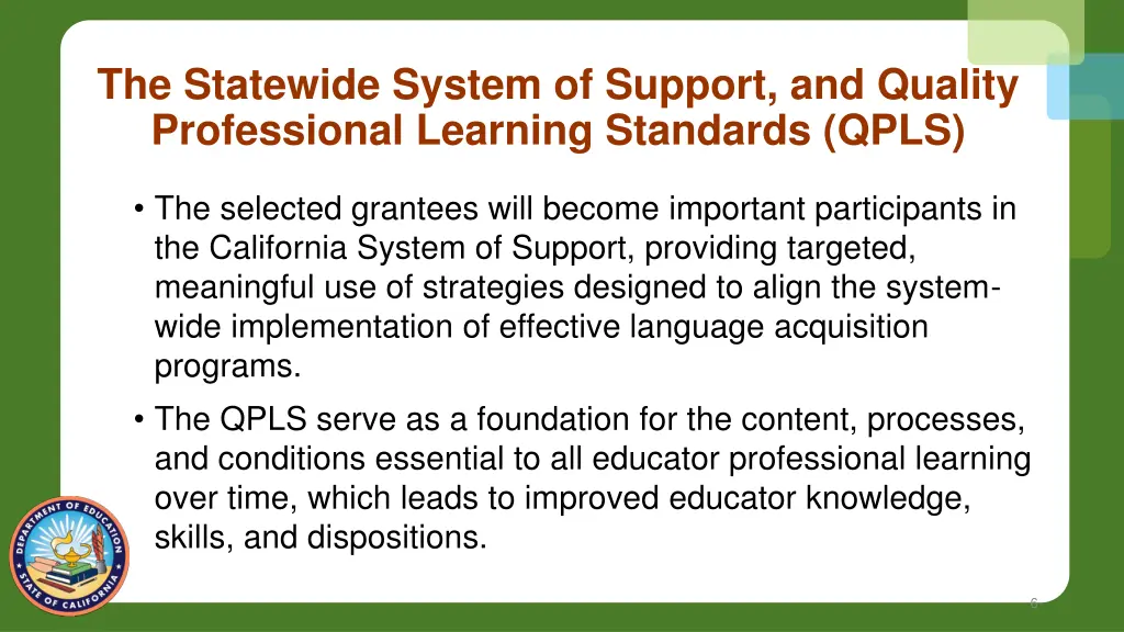 the statewide system of support and quality