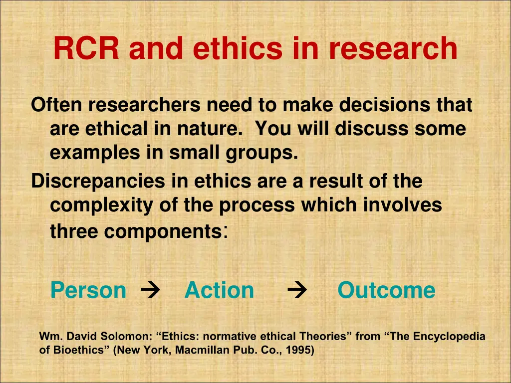 rcr and ethics in research