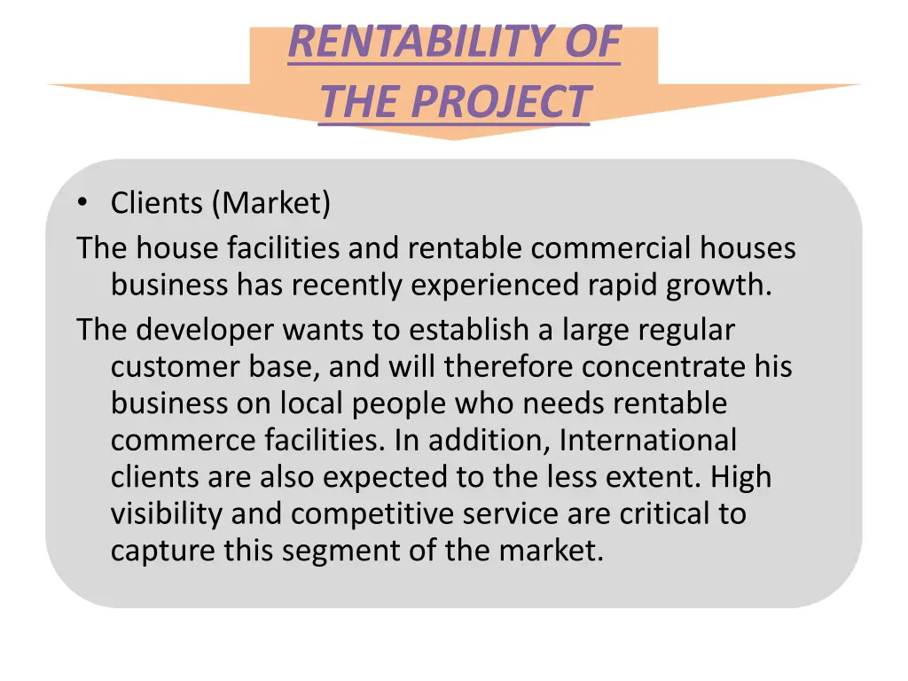 rentability of the project