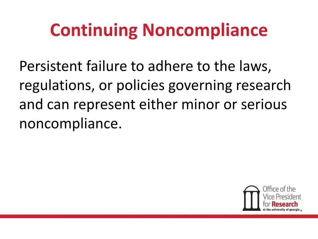 continuing noncompliance