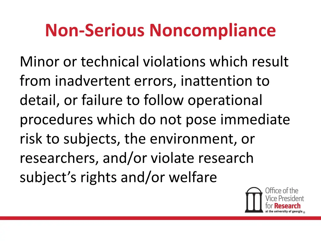 non serious noncompliance