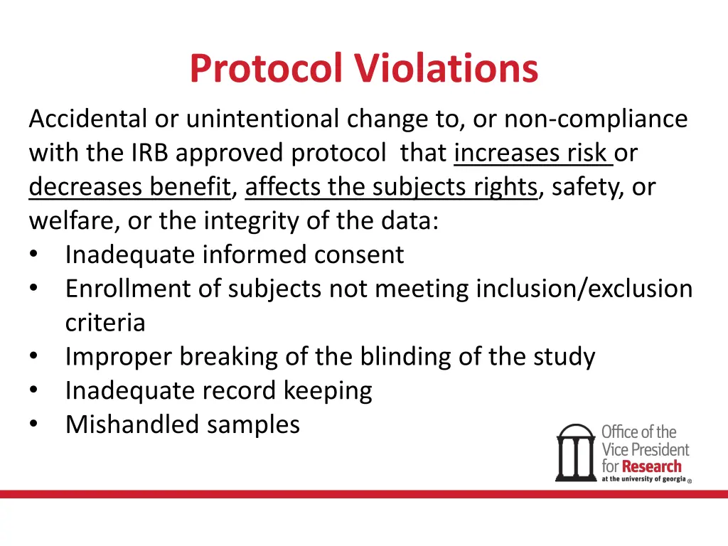 protocol violations accidental or unintentional