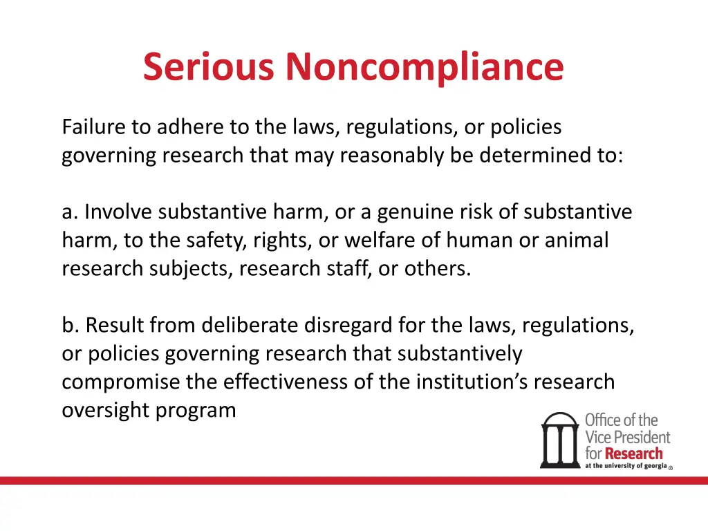 serious noncompliance