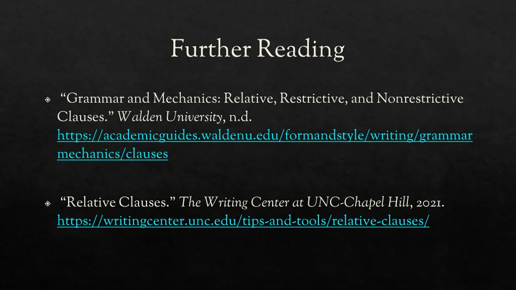 further reading